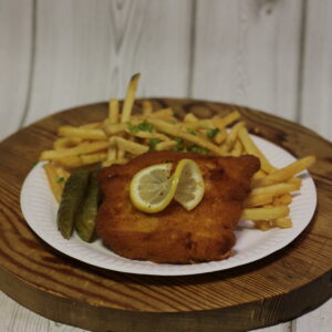 Smažený kuřecí řízek (150g) s hranolkama